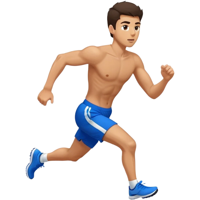 brunette man athlete with blue shorts running very fast emoji
