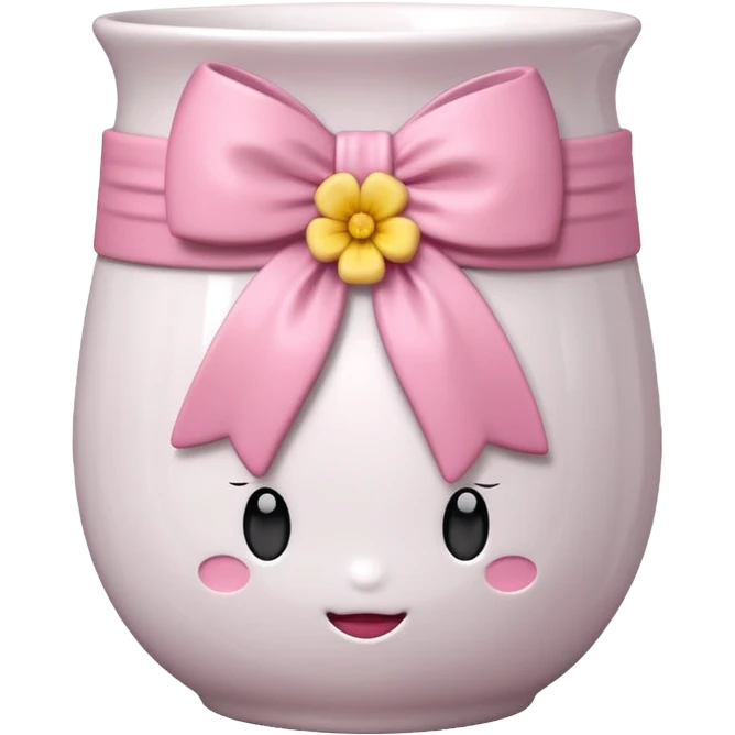 vaso branco com laço rosa sem flores emoji