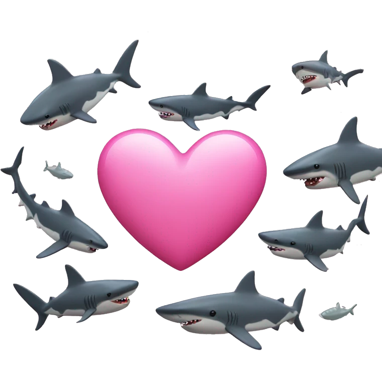 pink love heart with sharks emoji