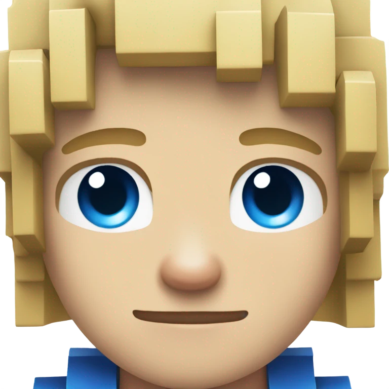 Blond boy with blue eyes and Minecraft shirt emoji