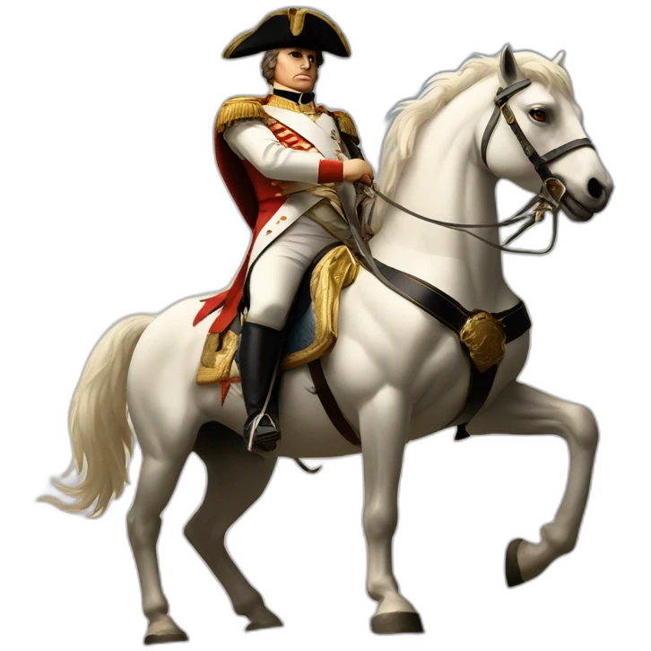 serious angry napoleon on white horse hold a golden eagle emoji
