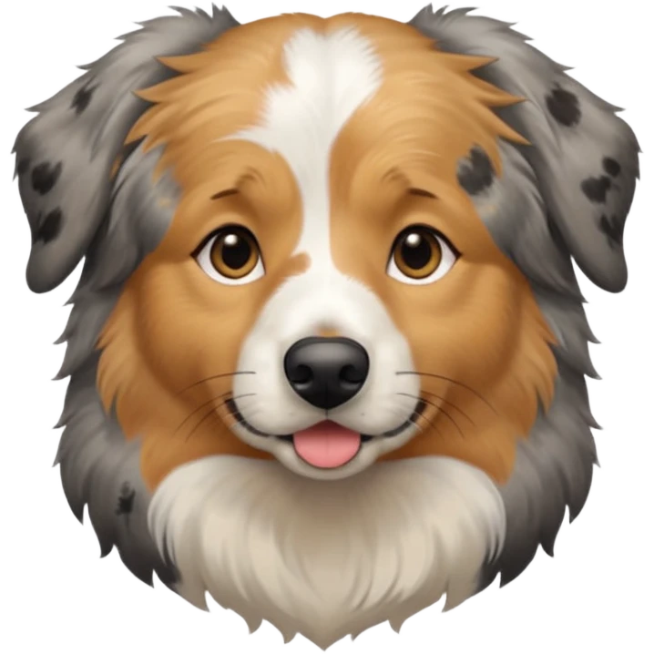 Australian Shepherd golden retriever tan eyebrows around nose and mouth black and speckled grey fur on chest. emoji