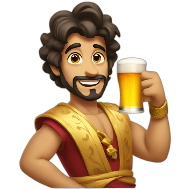 Aladin with a beer emoji