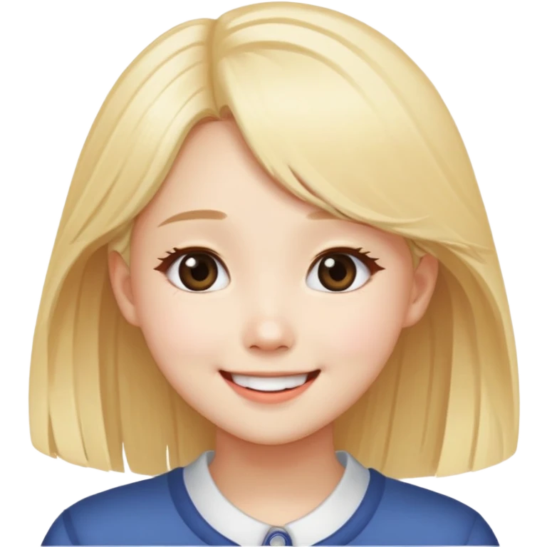 Looks like wonyoung IVE, Blonde hair, cute girl with a smile. Looks like someone who’s wanna saying goodbye to her bf emoji