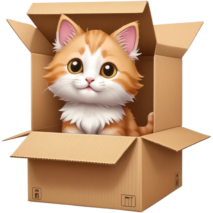  A very cute young kitten cat with one's head tilted to one side poked its paws out of the cardboard big box and placed them on top of it emoji