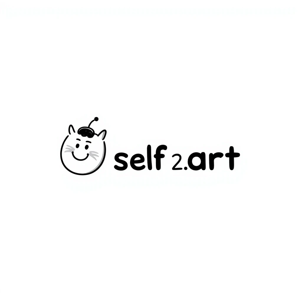 логотип для AI SaaS сервиса self2.art, современный минимализм, doodle стиль emoji