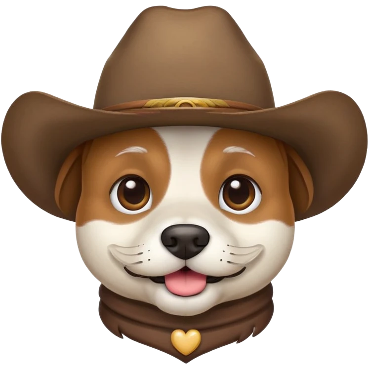 Dog with a mustache with a cowboy hat on and heart for the eyes emoji