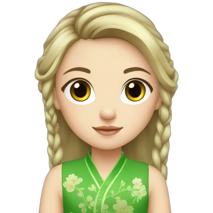 Bruner Russian girl with green eyes in Chinese clothes  emoji