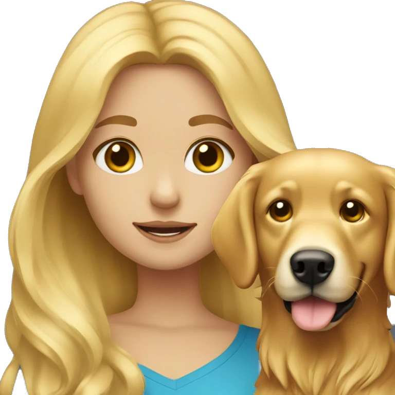 Blonde girl with golden retriever emoji