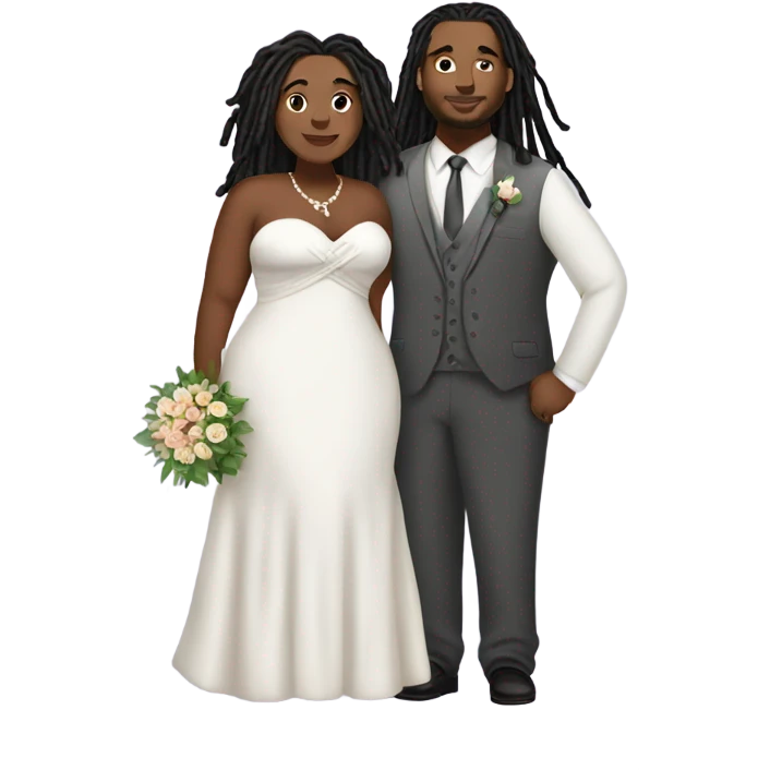 Plus size couple with locs wedding full body emoji