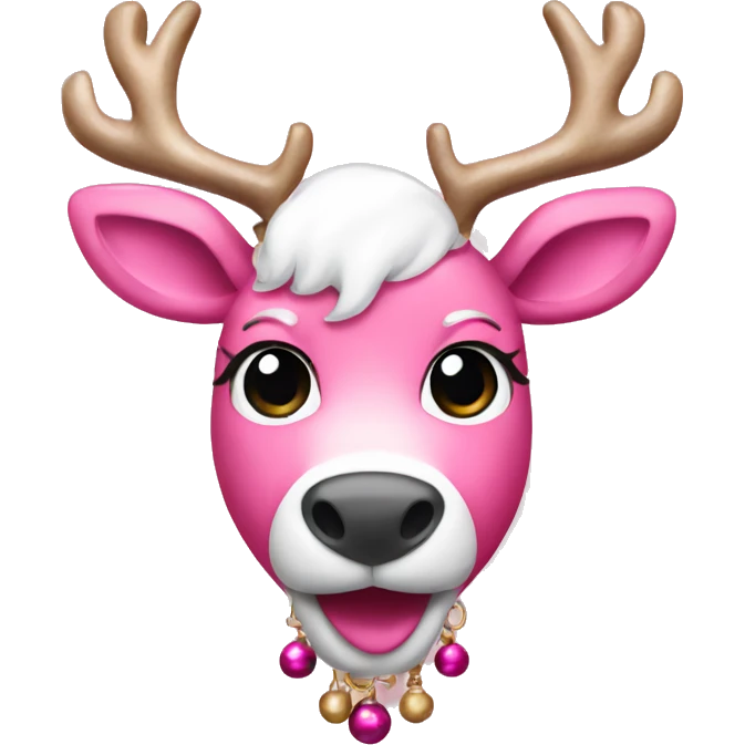 Pink reindeer  with bells emoji