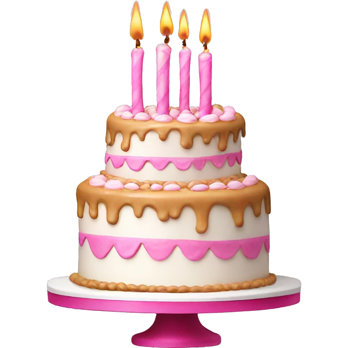 Big Birthday cake pink and white emoji