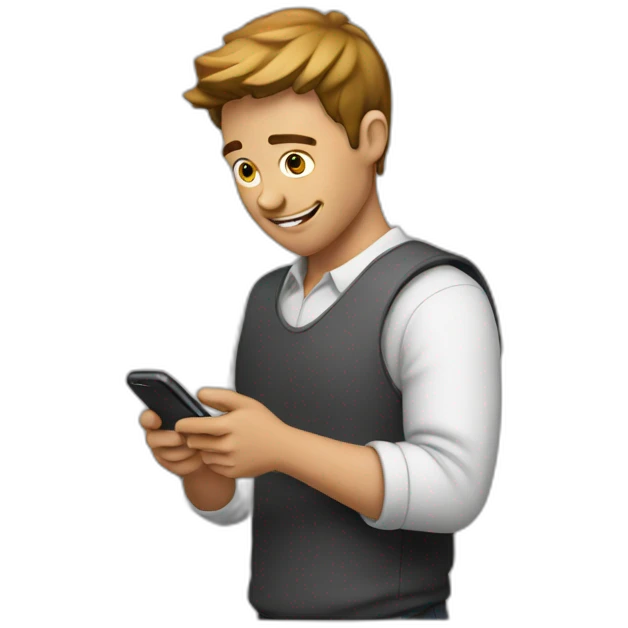 guy scrolling through phone emoji