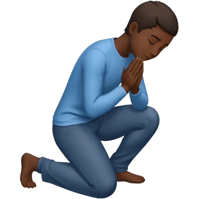 person kneeling bowing position, forehead and hands touching the ground, simple and clear emoji
