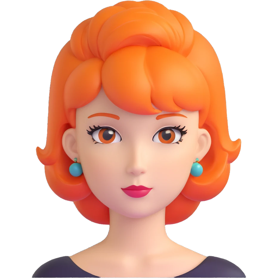 orange hair styled in a retro bouffant emoji