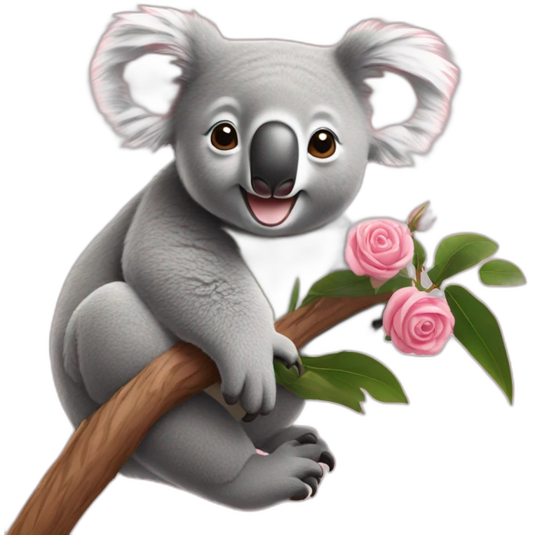Koala sur une rose emoji