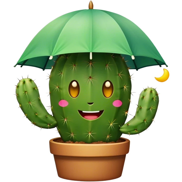 cactus with happy face and sunshade spec emoji