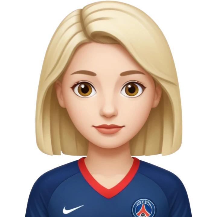 Realistic portrait of woman wearing PSG jersey emoji
