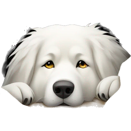 Great Pyrenees lying in a hole emoji