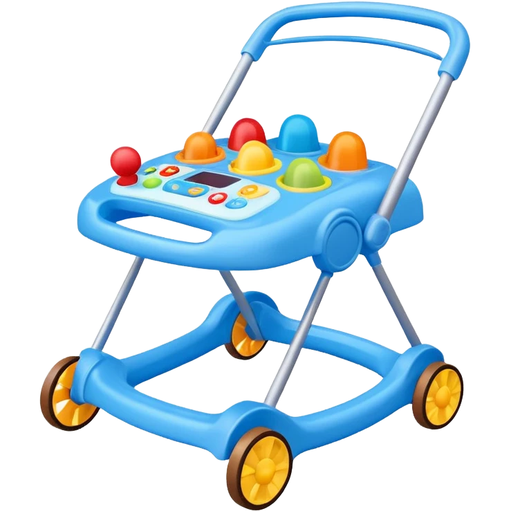 blue baby walker with toys on it emoji