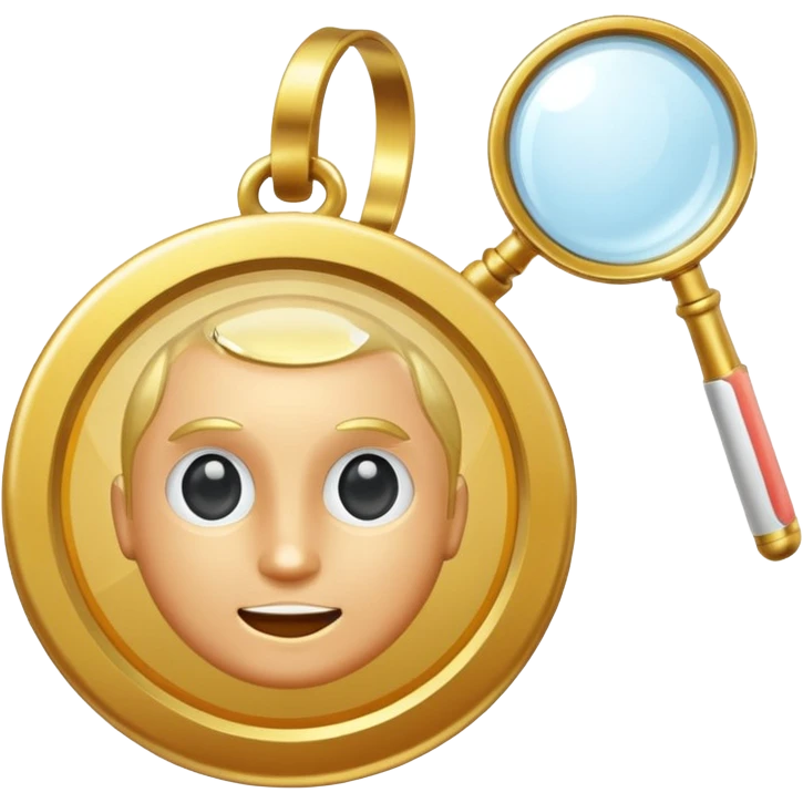 gold medal with magnifier on it emoji