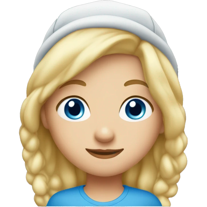 Blonde girl blue eyes wearing big ball cap emoji