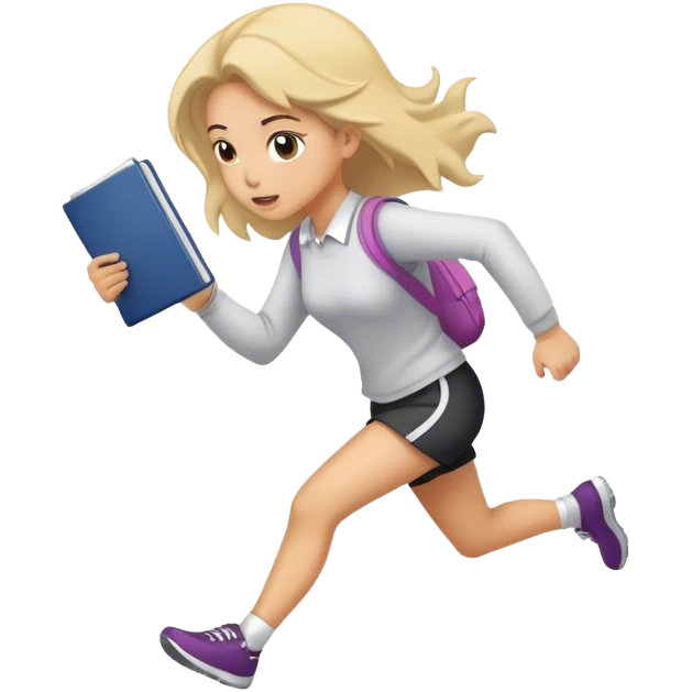 Niña huyendo sus tareas  emoji