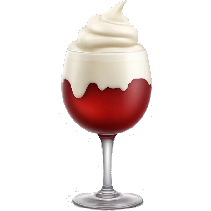 trago alcholico chileno que se sirve en vaso largo y ancho. tiene un poco de granadina en la base, vino blanco en el resto del vaso y helado blanco en la superficie del vaso. Tiene un popote (bombilla) de color rojo. Sin decoración emoji