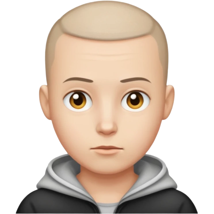 Buzz cut emoji not smiling and white skin color emoji
