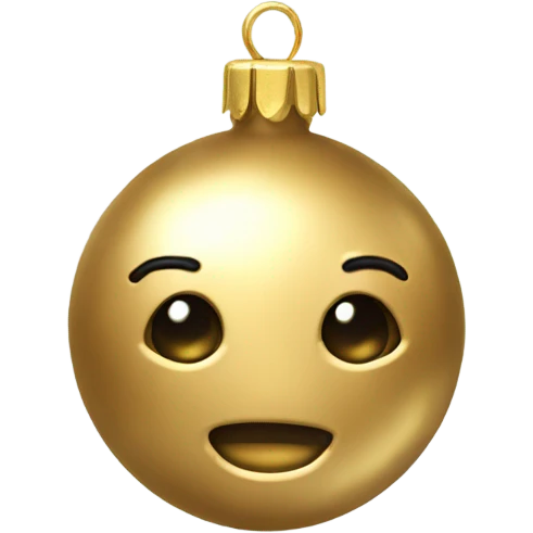 Realistic metallic Christmas gold ornament emoji