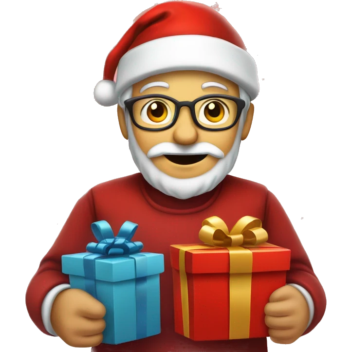père Noël avec cadeau est costume rouge  emoji