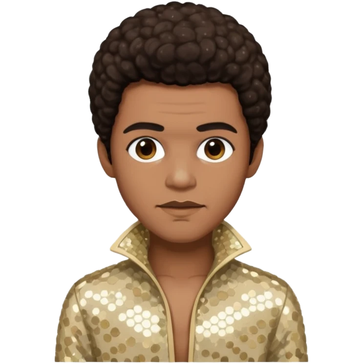 Bobby Farrell from Boney M with dark brown hair, cream sequin outfit emoji