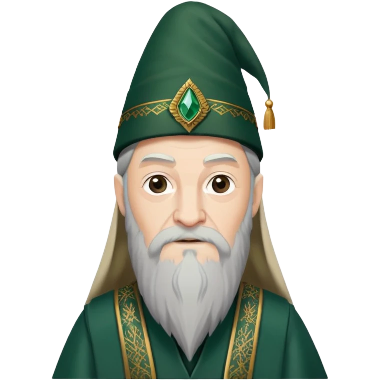 albus dumbledore from harry potter with dark green turkish fez hat and decorative motifs, no gem emoji