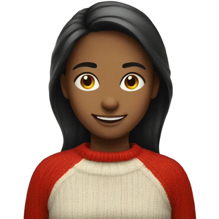 smiling girl in red sweater emoji