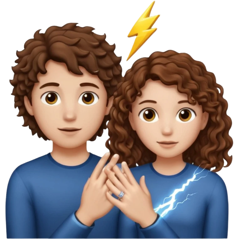 a 15 year old girl with brown curly hair but she has lightnings in it with a brown haired boy who gave her a promise ring emoji