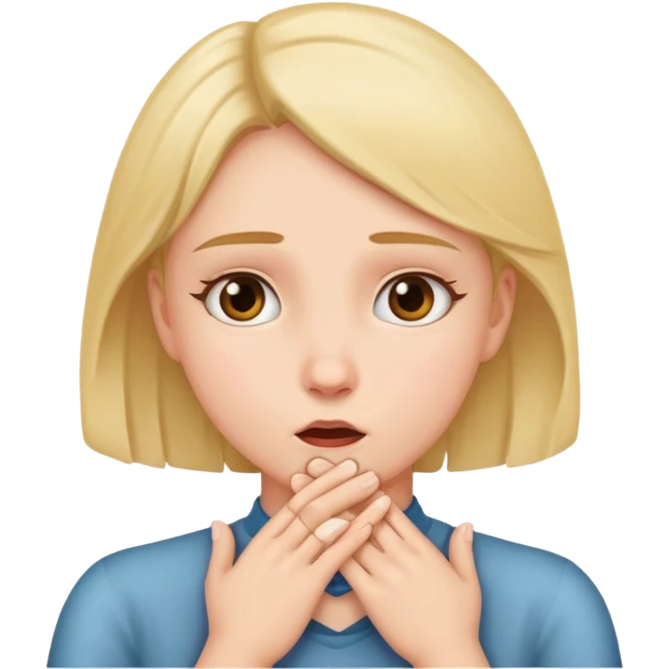 A girl putting her hands around her throat emoji
