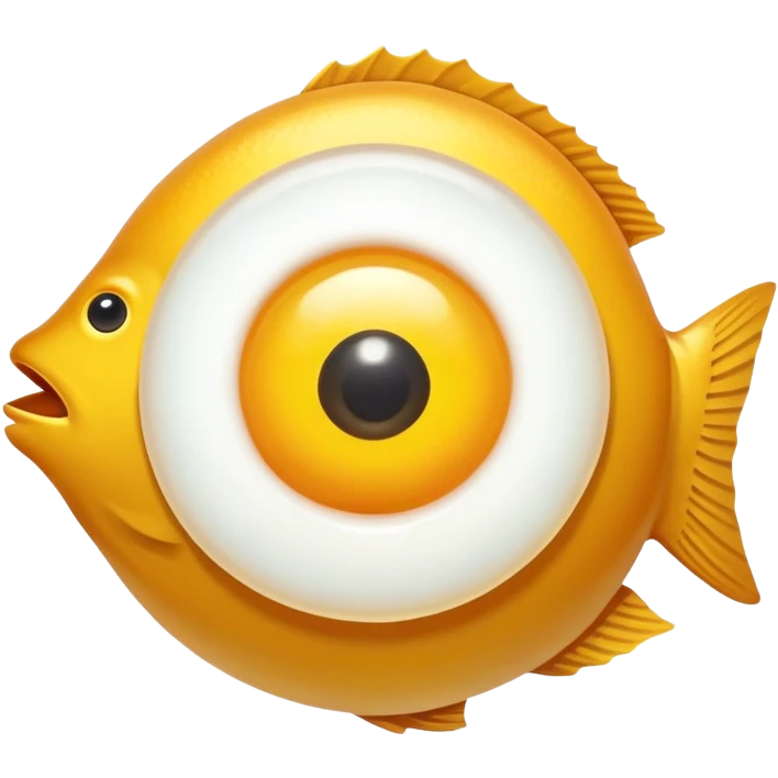 Golden liver, egg yolk, and fish floating around an eye emoji