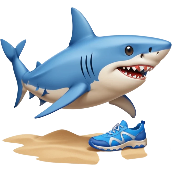 Shark with blue shoes on the beach emoji