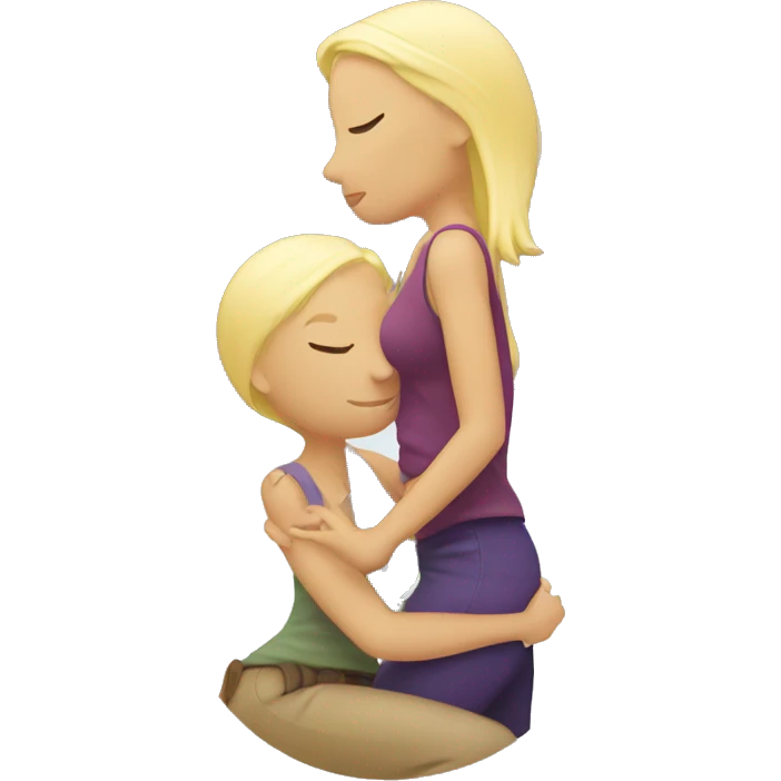 lesbians kissing. One is older and blond emoji