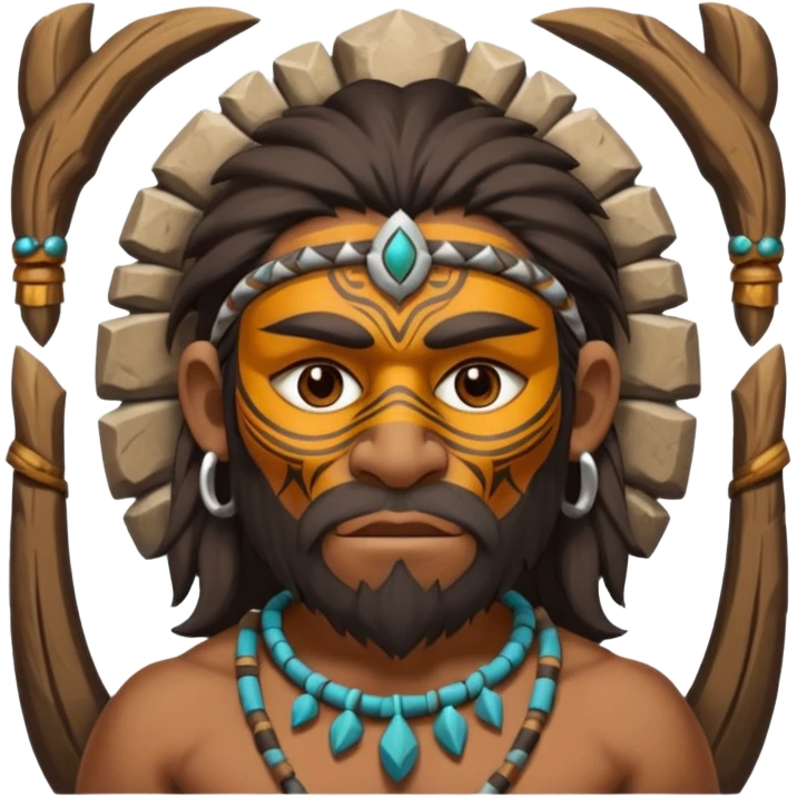 cave man with ritual mask emoji