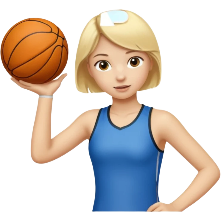 a young girl with blonde hair is playing sports emoji
