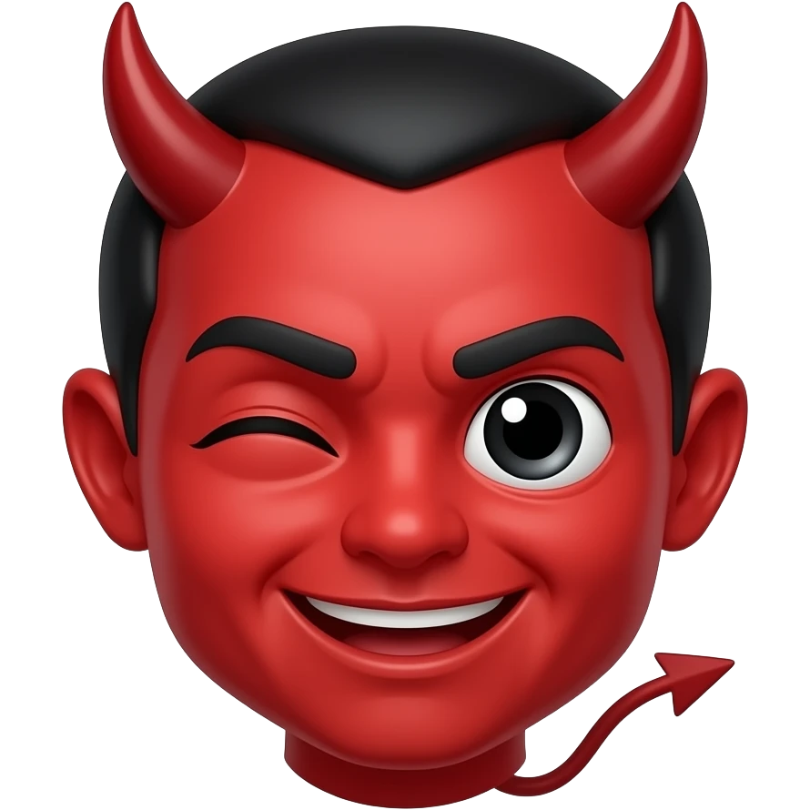 Emoji red face  demon winking emoji