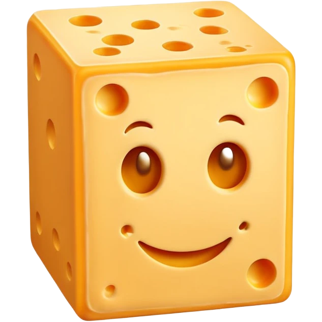 A cuboid made of cheese with a face emoji