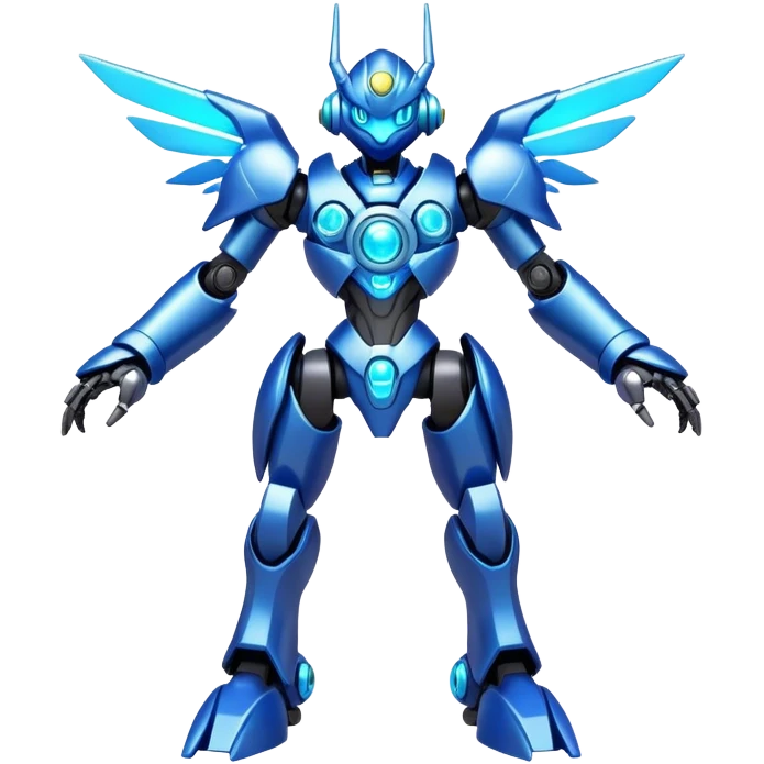 Shiny Futuristic Mechanical Glossy Celestial Godly Divine Metal-Cyborg-Fakemon-Pokemon-Digimon-Spectrobes-fusion, full body emoji