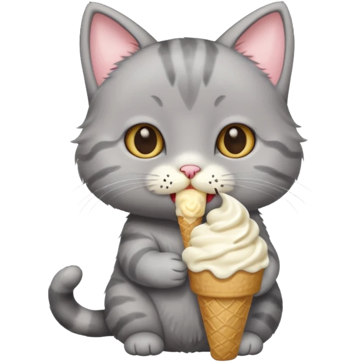 baby grey cat with icecream emoji