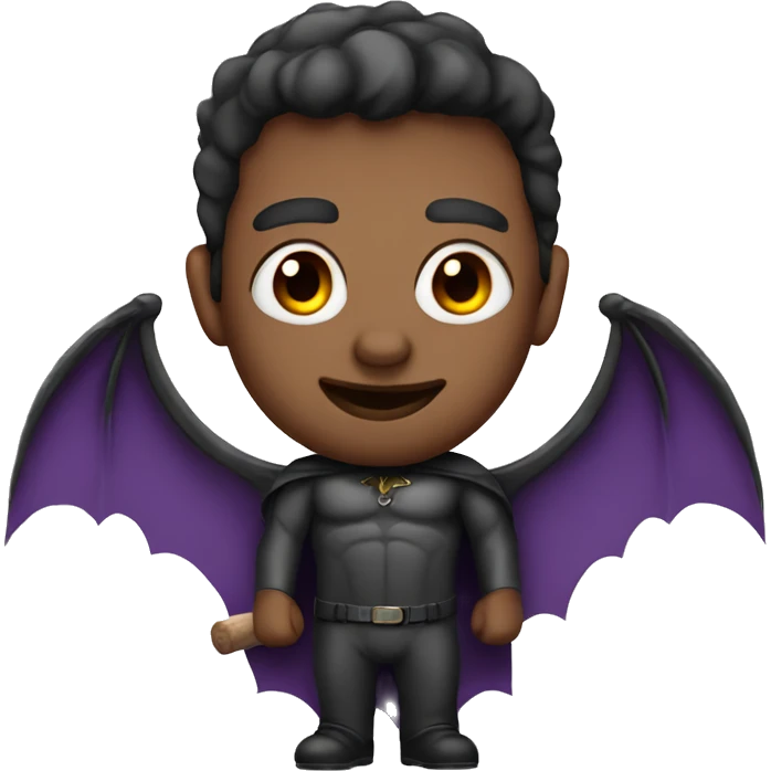 Man with bat wings and purple eyes emoji