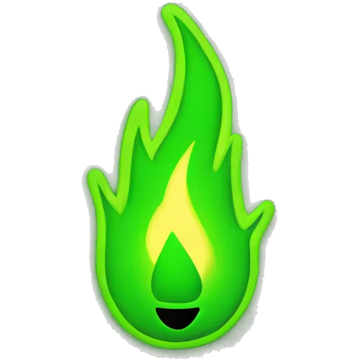 flame in neon green and black emoji
