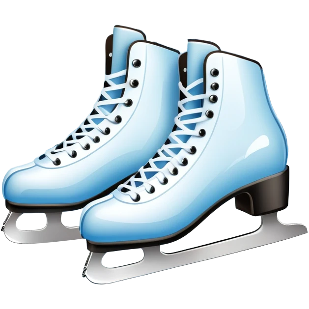 An icon showing a pair of elegant ice skates gliding across a smooth, frozen rink with snowflakes in the air. In the background, twinkling lights, winter trees, and cheering spectators create a festive atmosphere. Transparent background highlights the grace and charm of ice skating. emoji