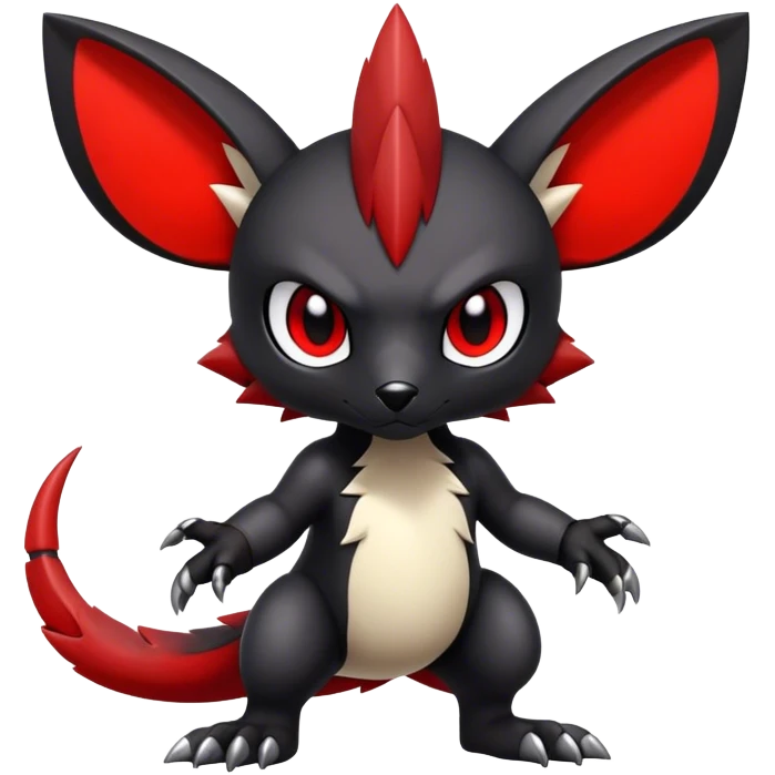 Cute cool black red edgy animal hybrid Fakemon full body  emoji
