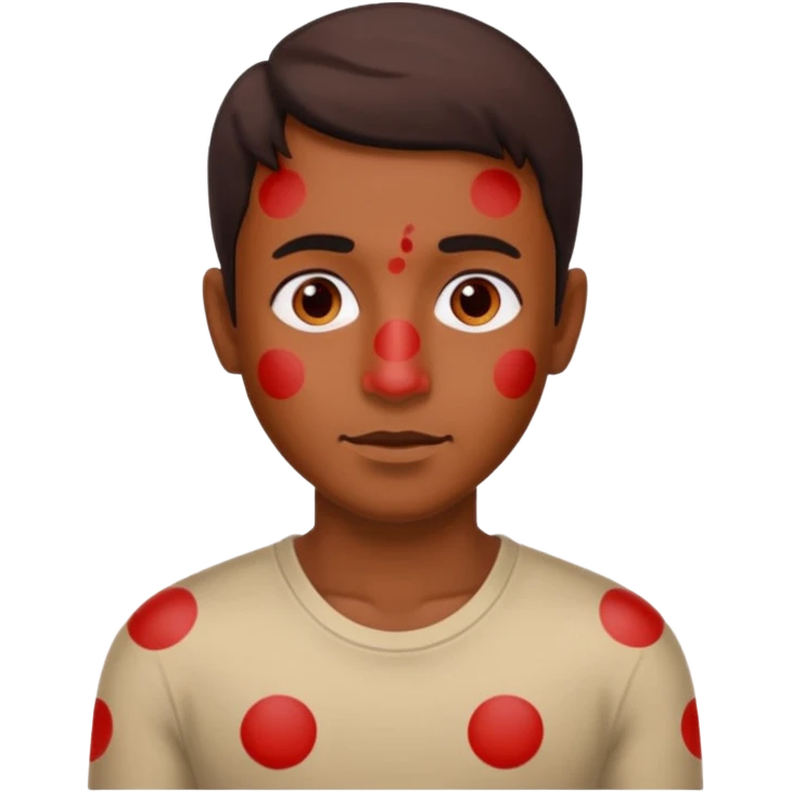A boy named Sameer, itching and have red spots all over the body emoji